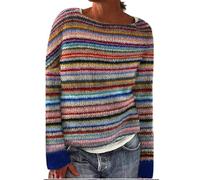 Nuaoxyeu Same Day Delivery Fairisle Jumper Women Autumn Winter Knitting Jumpers Isle Print Jacquard Sweater Tops Loose Fit Crew Neck Sweatshirt Today's Deals of The Day