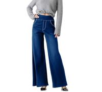 Nuaoxyeu Save 5 Percent Off 4 Items Wide Leg Jeans for Women UK High Waisted Stretchy Pull On Denim Pants Casual Baggy Trousers with Pocket Loose Fit Flared Jeans Solid Wide Leg Jeans