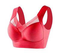 Nuaoxyeu Today Deals of The Day Clearance Women's Bras Wire Free Push Up Bras Plus Size Underwear Seamless V Neck Crop Tops Mesh Front Brassiere Solid Color Tank Tops Baggy Womens Gym Tops