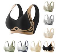 Nuaoxyeu Today's Deals of The Day Sports Bras Women Seamless Non Wired High Impact Yoga Bras Casual Lightweight Pull On Push Up Bralettes with Wide Straps Breathable V Neck