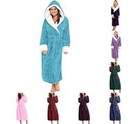 Nuaoxyeu Todays offers Special Deals Dressing Gowns for Women UK Fluffy Hooded Robe Fleece Full Length Bath Robe Plus Size Dressing Gown Winter Cozy Best Sellers Items