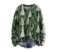 Nuaoxyeu Top Selling Items Christmas Jumpers for Women Funny Xmas Print Sweatshirt Soft Knitted Long Sleeve Pullover Tops Round Neck Shirts Blouse Casual Oversized Winter