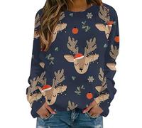 Nuaoxyeu Top Selling Items Christmas Jumpers for Women Plus Size Xmas Print Long Sleeve Sweatshirts Casual Loose Fit Crew Neck T-Shirts Soft Oversized Tunic Tops Cozy