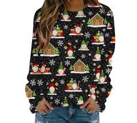 Nuaoxyeu Top Selling Items Christmas Jumpers for Women Plus Size Xmas Print Long Sleeve Sweatshirts Casual Loose Fit Crew Neck T-Shirts Soft Oversized Tunic Tops Cozy