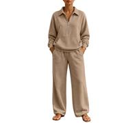 Nuaoxyeu Tracksuit Womens Full Set 2 Piece Lounge Wear Sets Half Zip Up | Long Sleeve Sweatshirt And Trousers Co Ord Sets Gym Activewear Thermal Autumn Winter Casual Outfits Baggy Y2K Travel Clothes