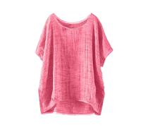 Nuaoxyeu Warehouse Clearance Bargains Sale Linen Shirts for Women Oversized Boho T-Shirts Casual Summer Breathable Thin Short Sleeve Boat Neck Blouse Solid Color Plus Size Lightweight