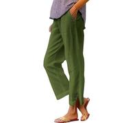Nuaoxyeu Warehouse Clearance Bargains Sale Linen Trousers Womens Wide Leg Casual Pants Baggy Elasticated Waist Summer Pants Lightweight Loose Leisure Slit Legs Bottoms Trousers for Holiday Beach