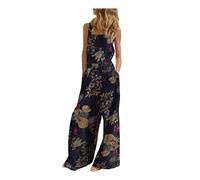 Nuaoxyeu Warehouse Clearance Bargains Sale Womens Jumpsuits Casual Dot Button Boho Jumpsuit Square Neck Dungarees Loose Summer Overalls Long Wide Leg Rompers Pants Baggy Playsuit with Pocket Holiday