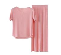 Nuaoxyeu Womens Co Ord Sets Pyjamas for Women Ice Silk Short Sleeve Blouse and Elastic Waisted Pants Two Piece Summer Outfits Baggy Lounge Wear Set Tracksuit My Orders Placed Recently By Me