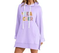 Nuaoxyeu Women's Jumpers Teacher Hoodies for Women First Day Of School Graphic Clothes Teacher's Casual Pullover Sweatshirt Oversized Twelve Days Later Grey