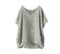 Nuaoxyeu Womens Linen Shirts Linen Shirts Women Short Sleeve Tops Plus Size V Neck Boho Blouse Lightweight Loose fit Solid Color Casual Tees Cozy Breathable Summer Grey L