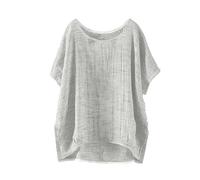Nuaoxyeu Your Order Today's Deals of The Day Linen Shirts for Women Oversized Boho T-Shirts Casual Summer Breathable Thin Short Sleeve Boat Neck Blouse Solid Color Plus Size Lightweight