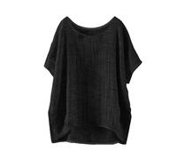 Nuaoxyeu Your Order Today's Deals of The Day Linen Shirts for Women Oversized Boho T-Shirts Casual Summer Breathable Thin Short Sleeve Boat Neck Blouse Solid Color Plus Size Lightweight