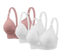 Nuaoxyeu Your Orders 3 Pack Bras for Women Non Wired V Neck Bras Adjustable Strap Bralette Back Fastening Stretchy Tank Tops Cozy Breathable Push Up Things for 2 Pound