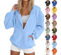 Nuaoxyeu Yours Clothing Plus Size Hoodies for Women Zip Up Hooded Sweatshirts Oversized Solid Color Long Sleeve Lightweight Jackets Drawstring Sweats With Pockets