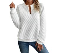 Nuaoxyeu Yours Clothing Plus Size Womens Sweatshirts With No Hood 2025 Deep V Neck Waffle Jumpers Loose Fit Solid Color Pullover Fashion Festival Outfits Casual Neon Tops for Women