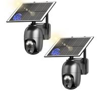 NUASI 4G LTE Security Camera Outdoor Wireless, 2K No WiFi Solar Security Camera With SIM Card【2Pack】, 360° PTZ, Colour Night Vision, PIR Motion Detection, 2 Way Talk, IP66