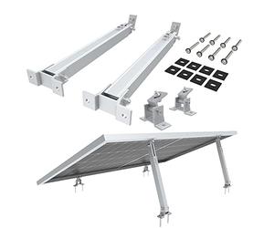 NuaSol mounting Set for Balcony Power Plant | 2 Pieces Solar Panel Mount | Elevation 15°-30° | Individually Adjustable | incl. Screw & nut Set |Aluminium Solar Panel Mount Flat roof | Silver