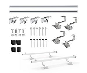 NuaSol PV Photovoltaic 1-Piece Mounting Set Brick Roof Mounting Rail Roof Hooks Including Solar Aluminium Profile End Caps End Clips up to 115 cm Width per Module