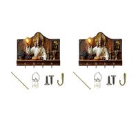 Nuatc Artistic Holder Wall Decor with Storage Shelf Wood & Metal Entryway Wall Hooks for Keys, Mail, Small Items, Home & Entryway Decor