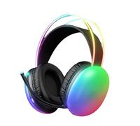 Nuatc Gaming Headphone Over Ear Headphone with Microphone LED Light Adjustable Headband Deeper Bass Surround Sound Led Light Headphones for Music