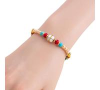 Nuatc Handwoven Nepalese with Adjustable Alloy Closure and Colorful Acrylic Beads in Traditional Tibetan Design Adjustable Spiritual Charm