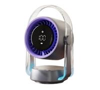 Nuatc Rechargeable Fan 100Wind Speeds Auto Swing Whispers Quiet Operate Blue Night Light for Gym Office Computer Use Oscillating USB Desk Fan