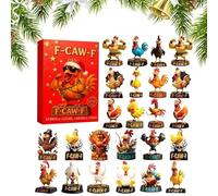 Nubamzy 2025 Christmas Calendar,2D Flat Acrylic Christmas Decoration - 2025 Cartoon Chicken Pendant Advent Toy - for Wife Husband Son Daughter Family Friends Men Women Boys Youth Teens