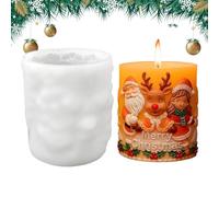 Nubamzy Christmas Silicone Candle Molds,3D Relief Reindeer Santa Girl Casting Mould | Silicone Holiday Ornament Casting Mould | for Cement Art Teachers Creative Hobbyists Home Crafting Themed Events