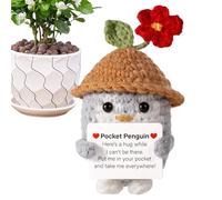 Nubamzy Crochet Penguin Plush,3.94 Inch Knitted Motivational Doll - Desk Decor Positive Doll,for Christmas Kids Teens Colleagues Employees Craft Lovers Children Desk Bookshelf Dressing Table