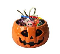 Nubamzy Halloween Candy Bowl - Pumpkin Sugar Bowls | Snack Container with Moving Skeleton Hand for Halloween Haunted House Porch Home Gathering Party Birthday Backyard