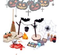 Nubamzy Halloween Miniatures - Pumpkin Skulls Heads Bat Figurine Horror Toy Set | Miniatures Accessories for Halloween Garden Landscape Crafts
