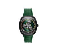 Nubeo Men's 38.5mm Tri-Star Orbit Automatic Limited Edition Nebula Green Watch with Rubber Strap NB-6116-03