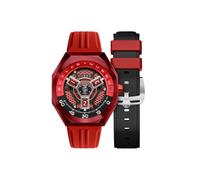 Nubeo Men's 48mm Skylab Automatic Limited Edition Hazard Red Watch with Rubber Strap NB-6083-0C