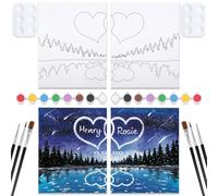 Nuberlic Customized DIY Pre Drawn Canvas to Paint for Adults, Romantic Heart Sip and Paint Kits for Couples Date Night Game Party Lover Painting Supplies