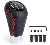 NUBHYYIO Universal 5 Speed Gear Knob For Ford Fiesta MK7 2008-2016, Leather Car Gear Shift Knob Manual Gear Stick Knob Shifter Cover with 4 Adapters 8/10/11/12mm Interior Parts,B/Black Red Line