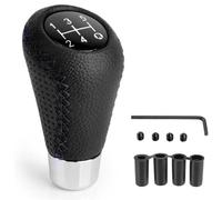 NUBHYYIO Universal 5 Speed Gear Knob For Ford Fiesta MK7 2008-2016, Leather Car Gear Shift Knob Manual Gear Stick Knob Shifter Cover with 4 Adapters 8/10/11/12mm Interior Parts,A/Black Black Line
