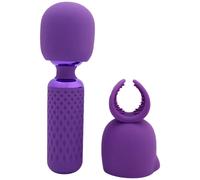 Nubii Harlow Mini Wand Warming Vibrator with Multi-Use Attachment, Purple