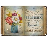 Nuboxx Metal Vintage Tin Sign Beautiful Flower Colorful White Butterfly Vintage Metal Tin Sign Poster Wall Farm Yard Club Vintage Bar Wall Decor 8x12 Inch