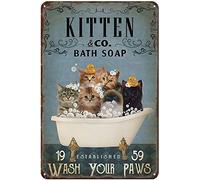Nuboxx Metal Wall Sign Funny Bath Soap Cats Vintage Toilet Cave Bar Home Bathroom Wall Decoration Sign 6x8 Inch