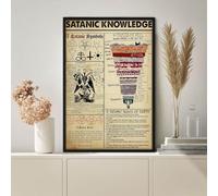 Nuboxx Satanic Knowledge metal tin sign Satanic Poster, Satanic Art, 7 Satanic Symbols Art, Satanic Lover Gifts metal tin signs 6x8 Inch
