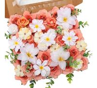 Nubry 64 Pcs Champagne Artificial Flowers,Silk Fake Roses Flowers,Lily Flowers Hydrangea Daisy with Stems for Cake Decoration DIY Wedding Bridal Bouquets Birthday Party Decor Home Decoration