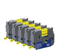 NUBVKDMIS 5PK TZeFX241 TZeFX641 Compatible Label Tape For Touch Label Printer Flexible Band Compatible With PT Label Printers(Black on Yellow)