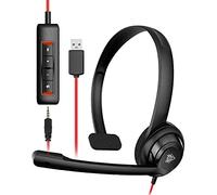 NUBWO HW02 USB Headset with Microphone Noise Cancelling & In-line Control, Super Light, Ultra Comfort On-Ear Wired Office Call Center Headset for Boom Skype Webinars