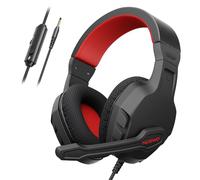 NUBWO U3 Gaming Headset with Mic for PC, PS4, PS5, Xbox One, Mac, NS, Wired Over-Ear Gaming Headphones with Mic Clear Call, Lightweight & in-Line Control-Red