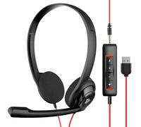 NUBWO USB Noise Cancelling Mic PC Headset, 3.5mm/USB Connectivity, Surround Sound, On-Ear Gaming Headset for Casual Gaming, E-Learning and Music