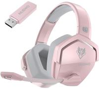 NUBWO Wireless Gaming Headset with Mic for Ps5 Ps4 PC, Zero Interference, 100-Hour Battery All-Day Play, 23ms Sync for Fortnite & Call of Duty/FPS Gamers, Triple Mode All Devices Compatible - Pink