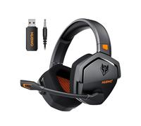 NUBWO Wireless Gaming Headset with Mic for Ps5 Ps4 PC, Zero Interference, 100-Hour Battery All-Day Play, 23ms Sync for Fortnite & Call of Duty/FPS Gamers, Triple Mode All Devices Compatible - Orange