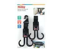 Nuby 2-in-1 Deluxe Adjustable Baby Stroller & Car Seat Hooks for Hanging Bags Toys- Hang or Remove Items from Hooks with one Hand/ 2 Pack - 8 Hooks T