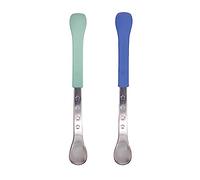 Nuby 2-in-1 Hot Safe Feeding Spoons - (2-Pack) Spoons for Babies 6+ Months - Blue and Aqua